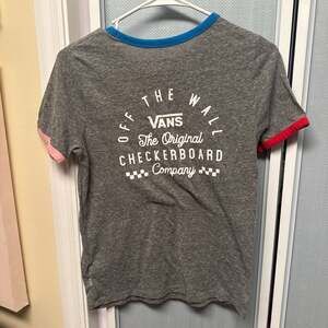 Vans Women's Heather Grey Ringer Tee The Original Checkerboard Company